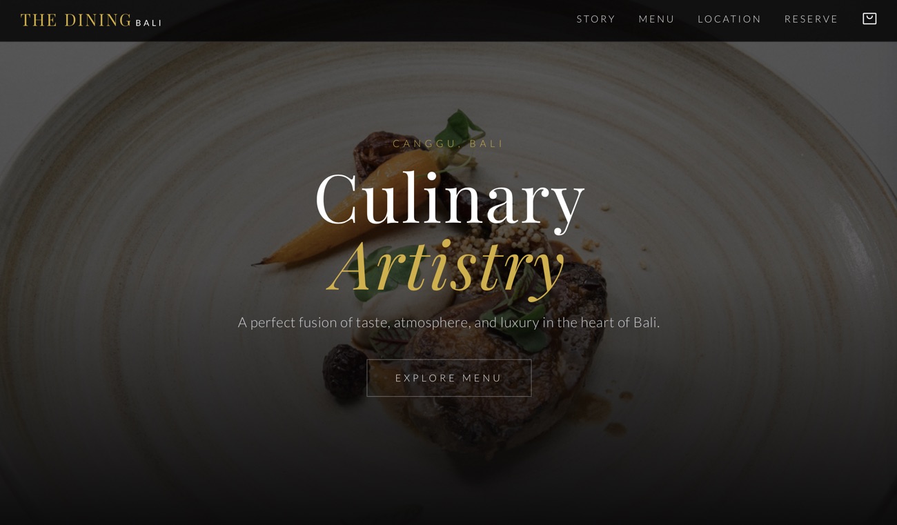 demo website fine dining restaurant culinary business landing page