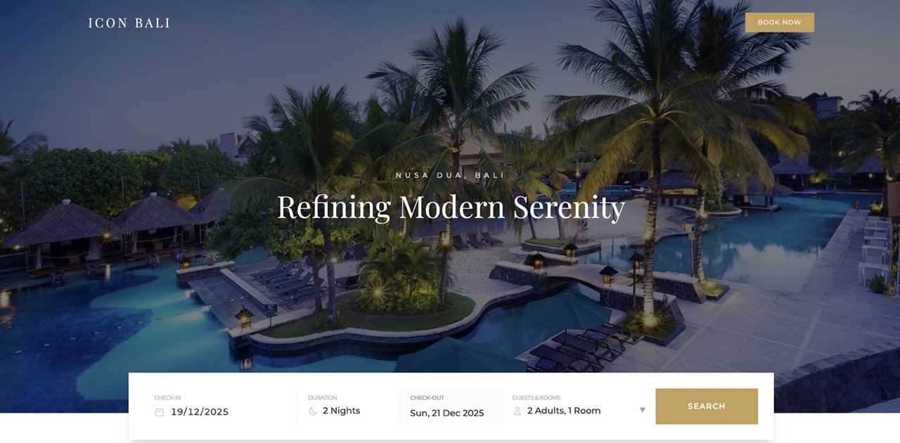demo website luxury hotel and resort Bali hospitality management